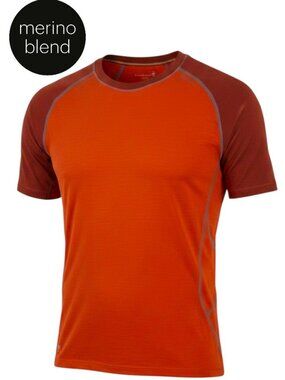 SMARTWOOL short sleeve shirt men's base layer merino blend orange size small